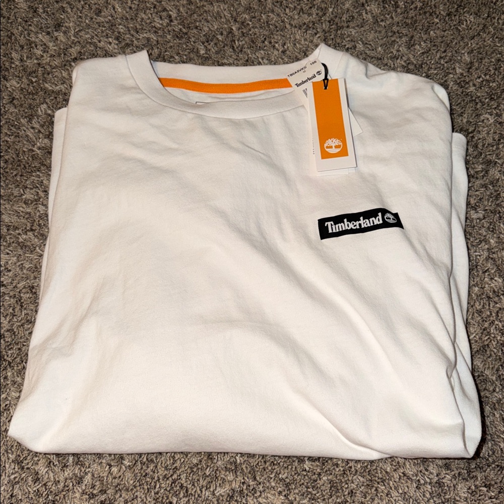 NWT timberland all gender Long Sleeve Heavyweight Woven Badge T-Shirt